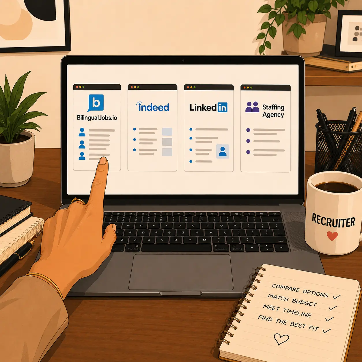 Bilingual job platforms illustration
