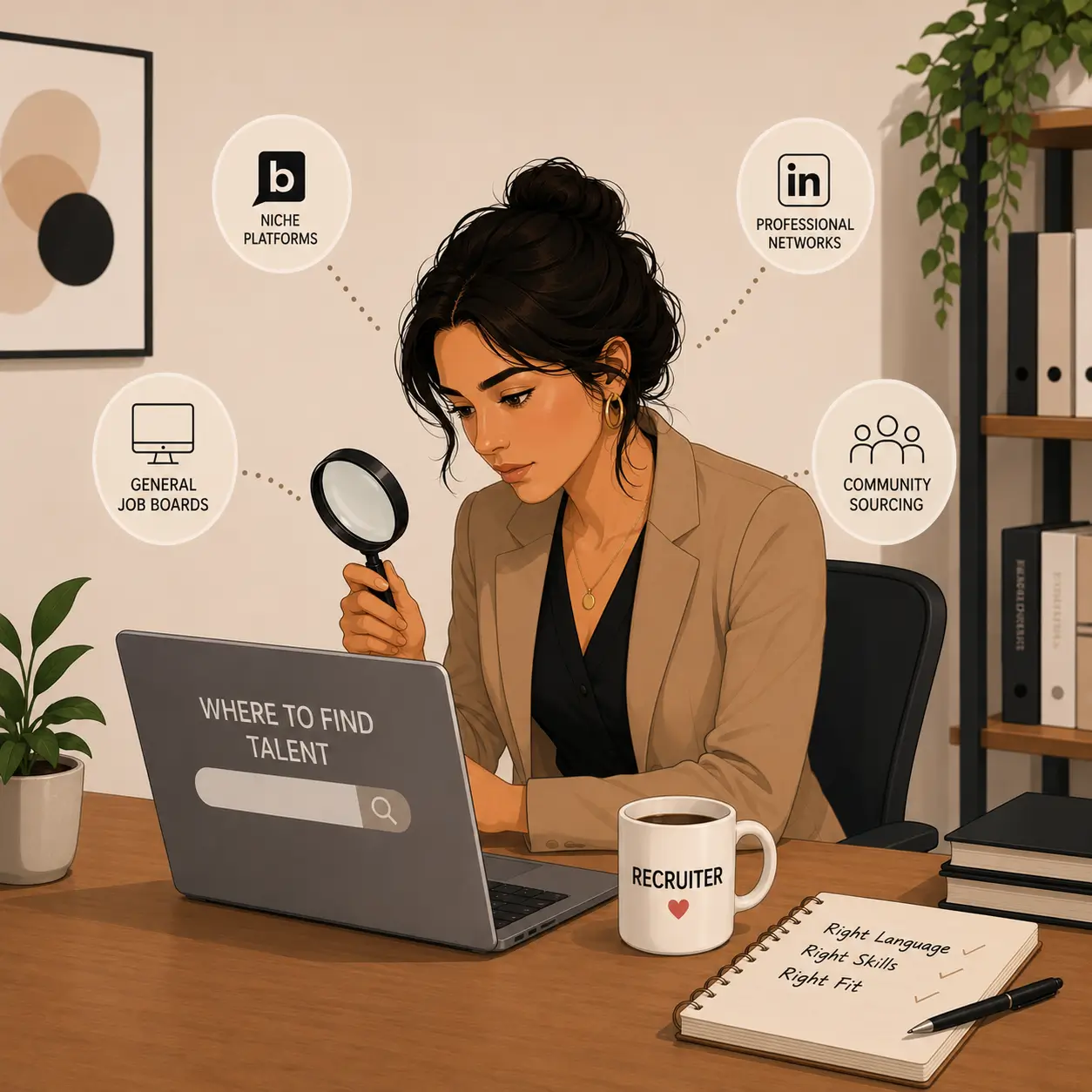 Bilingual recruiting illustration