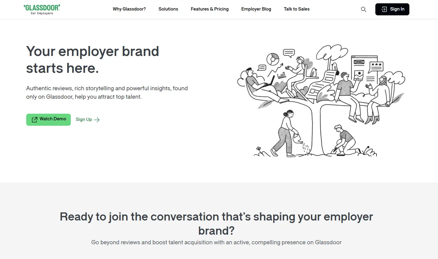 Glassdoor employer branding page