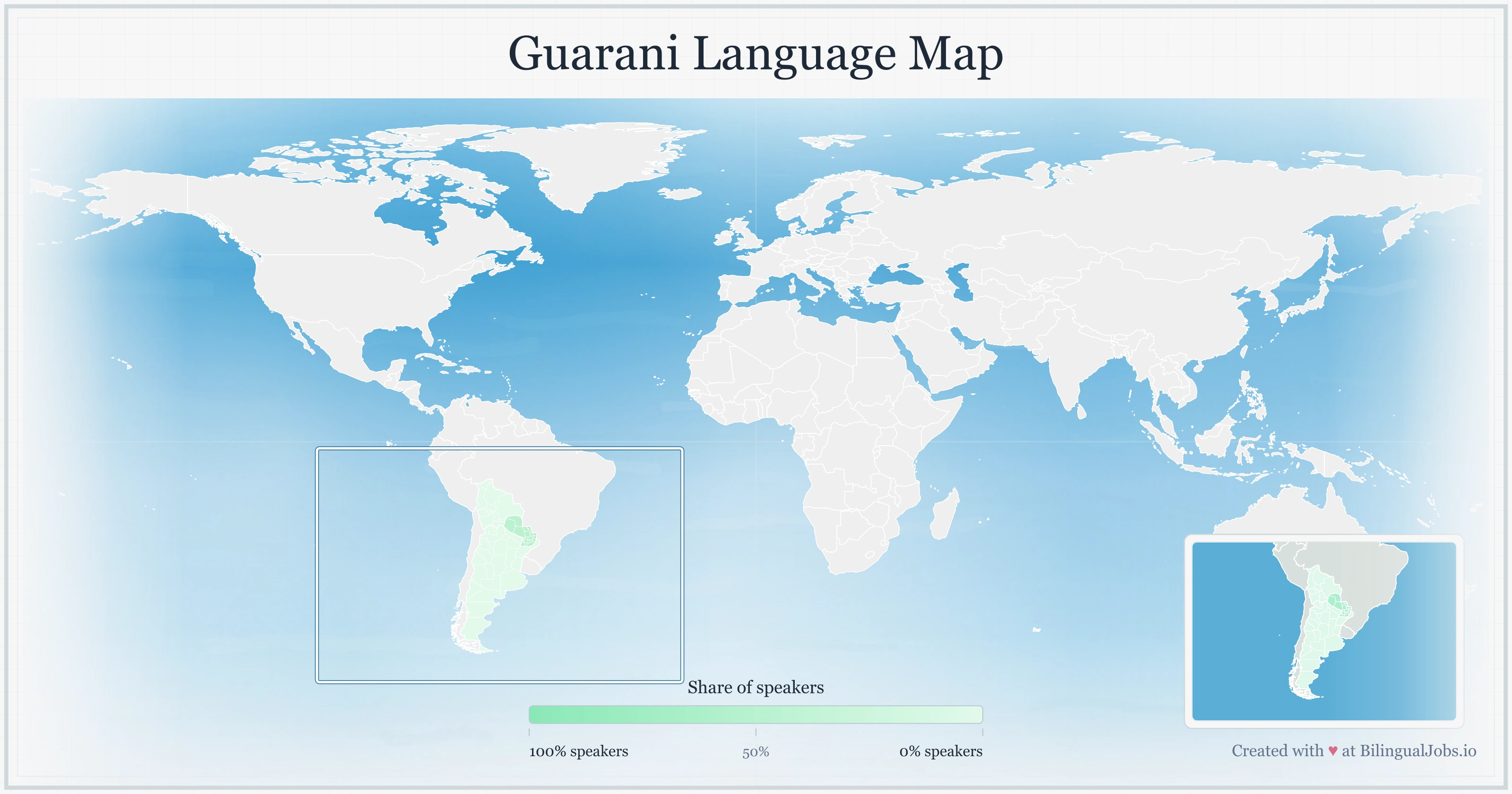 Guarani language map