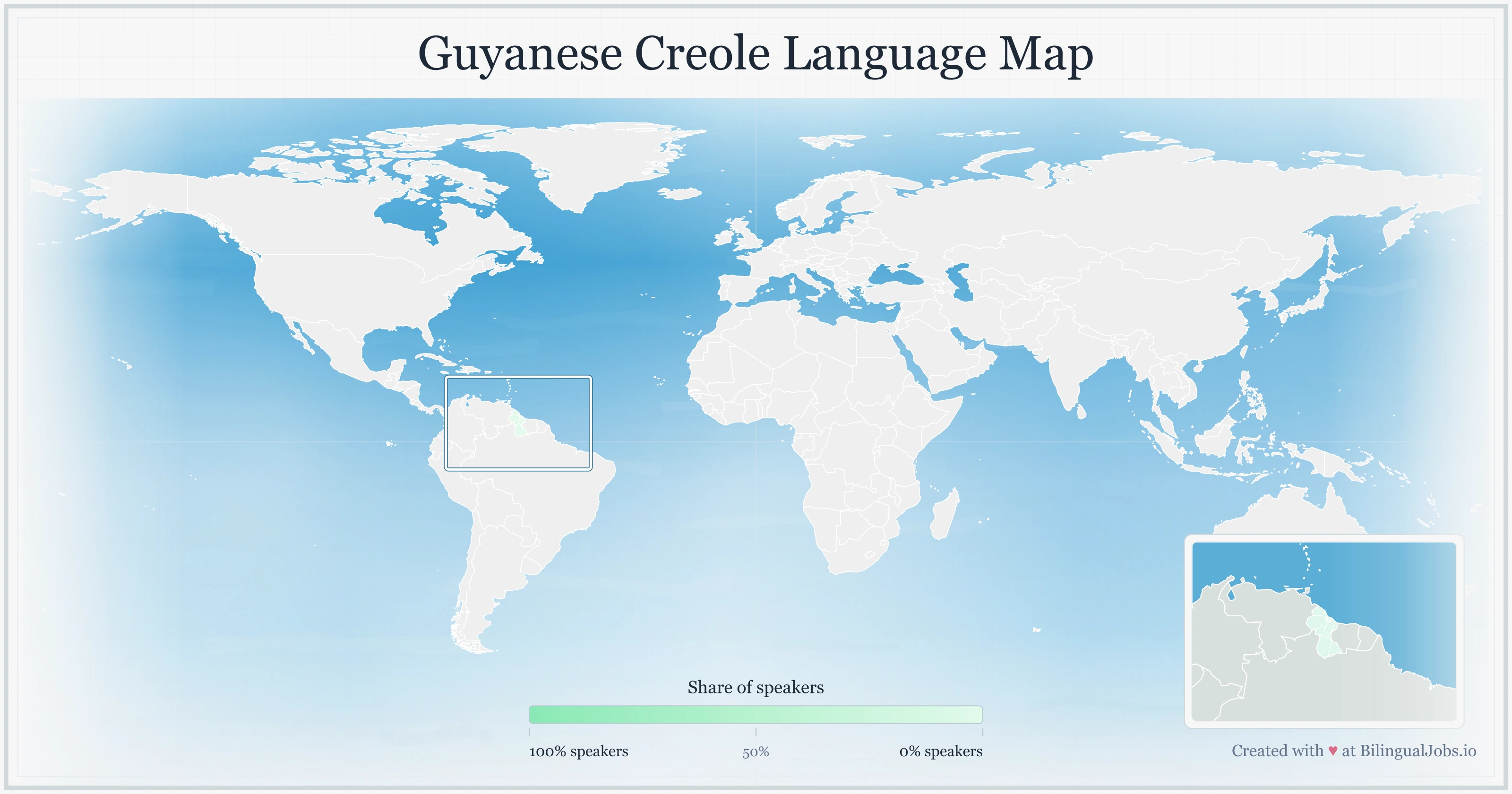 Guyanese Creole language map