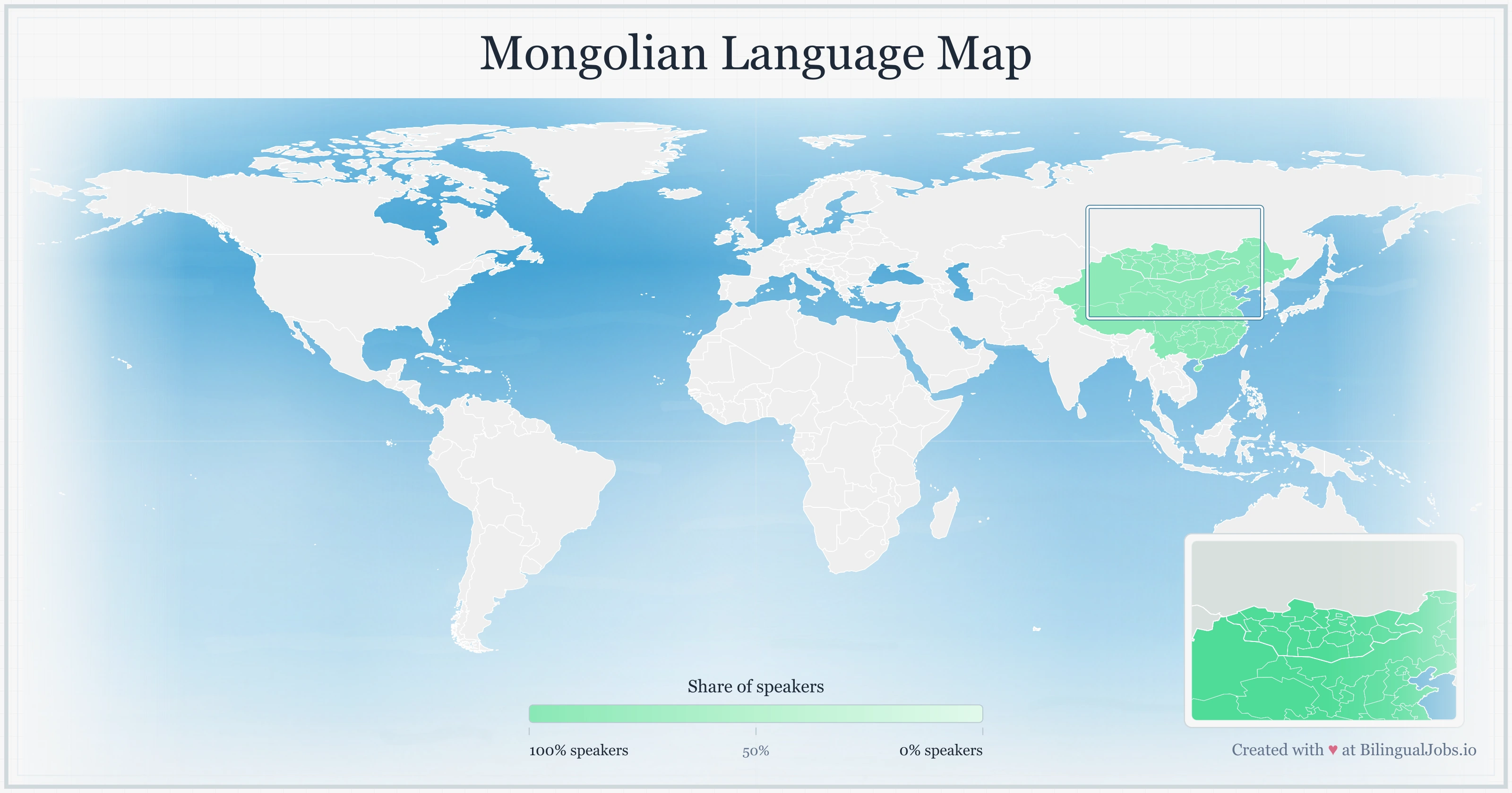 Mongolian language map