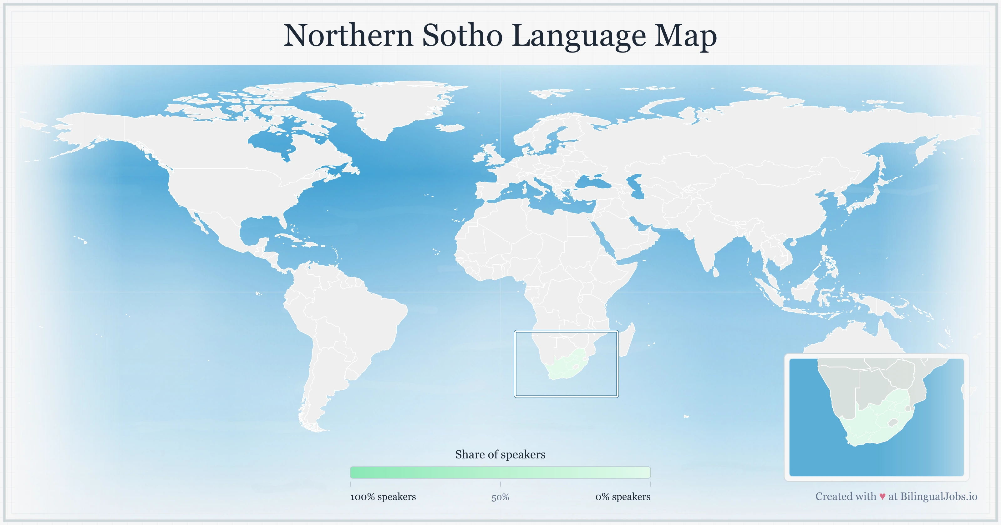 Northern Sotho language map