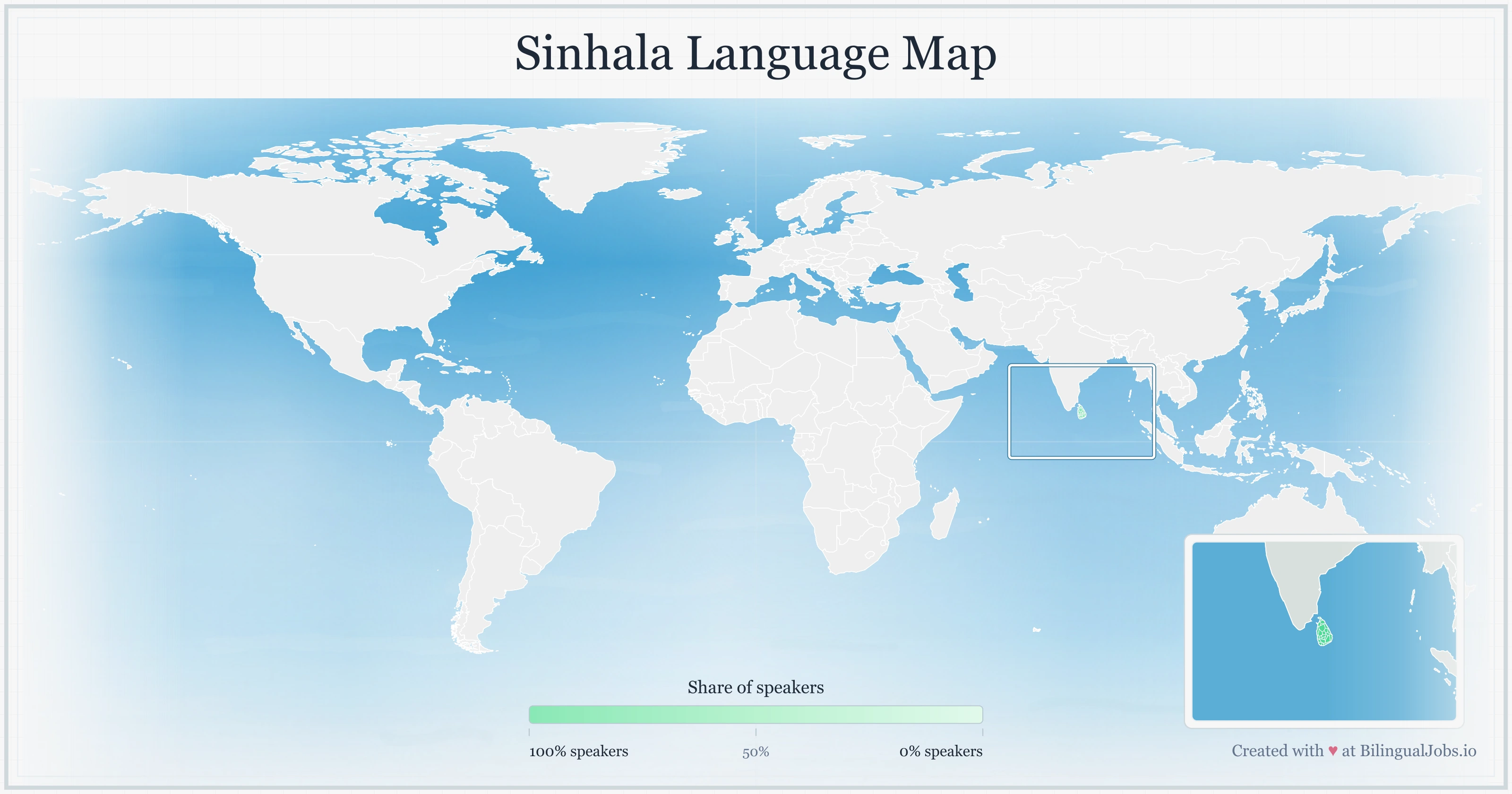 Sinhala language map
