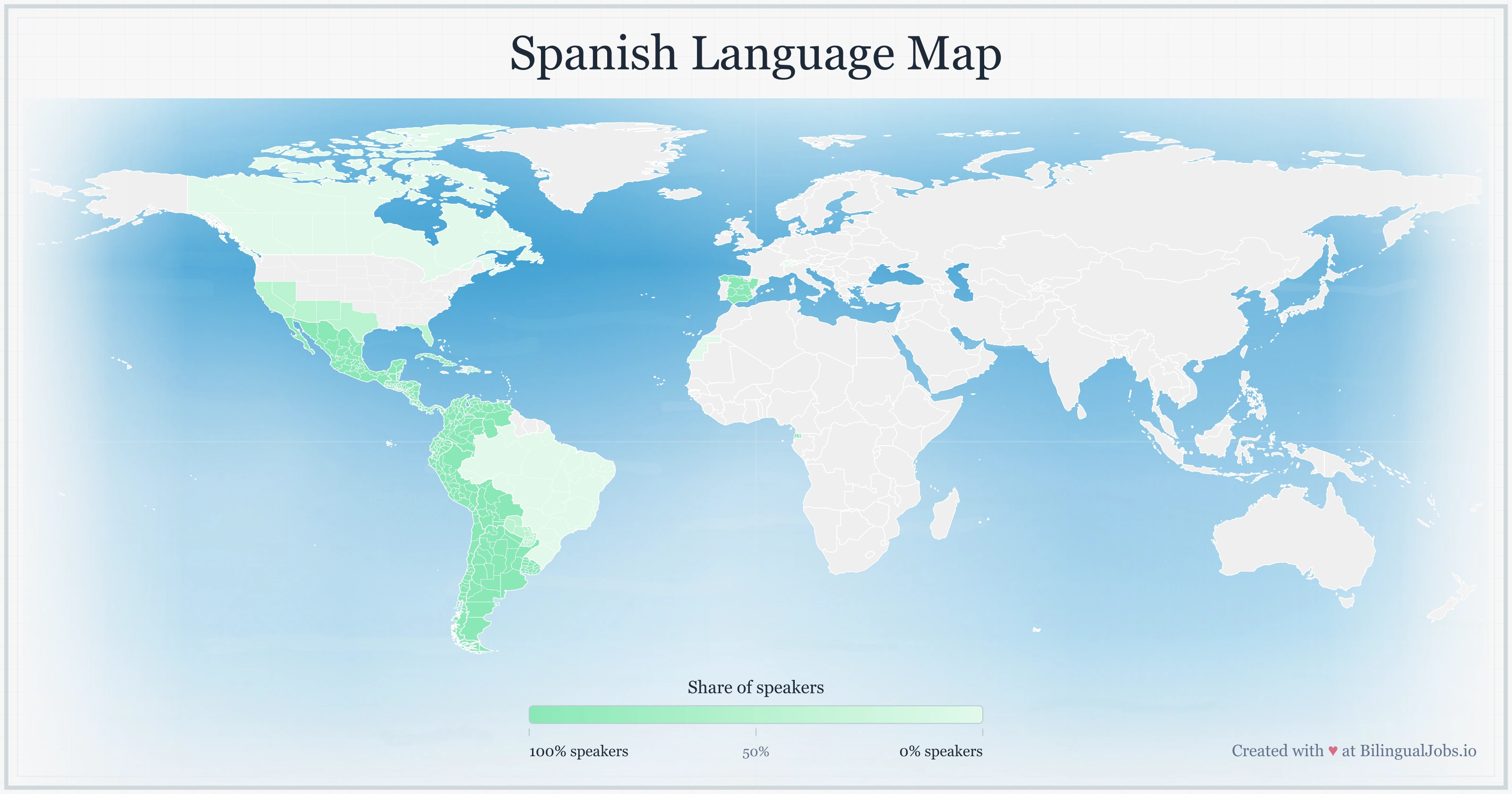 Spanish language map