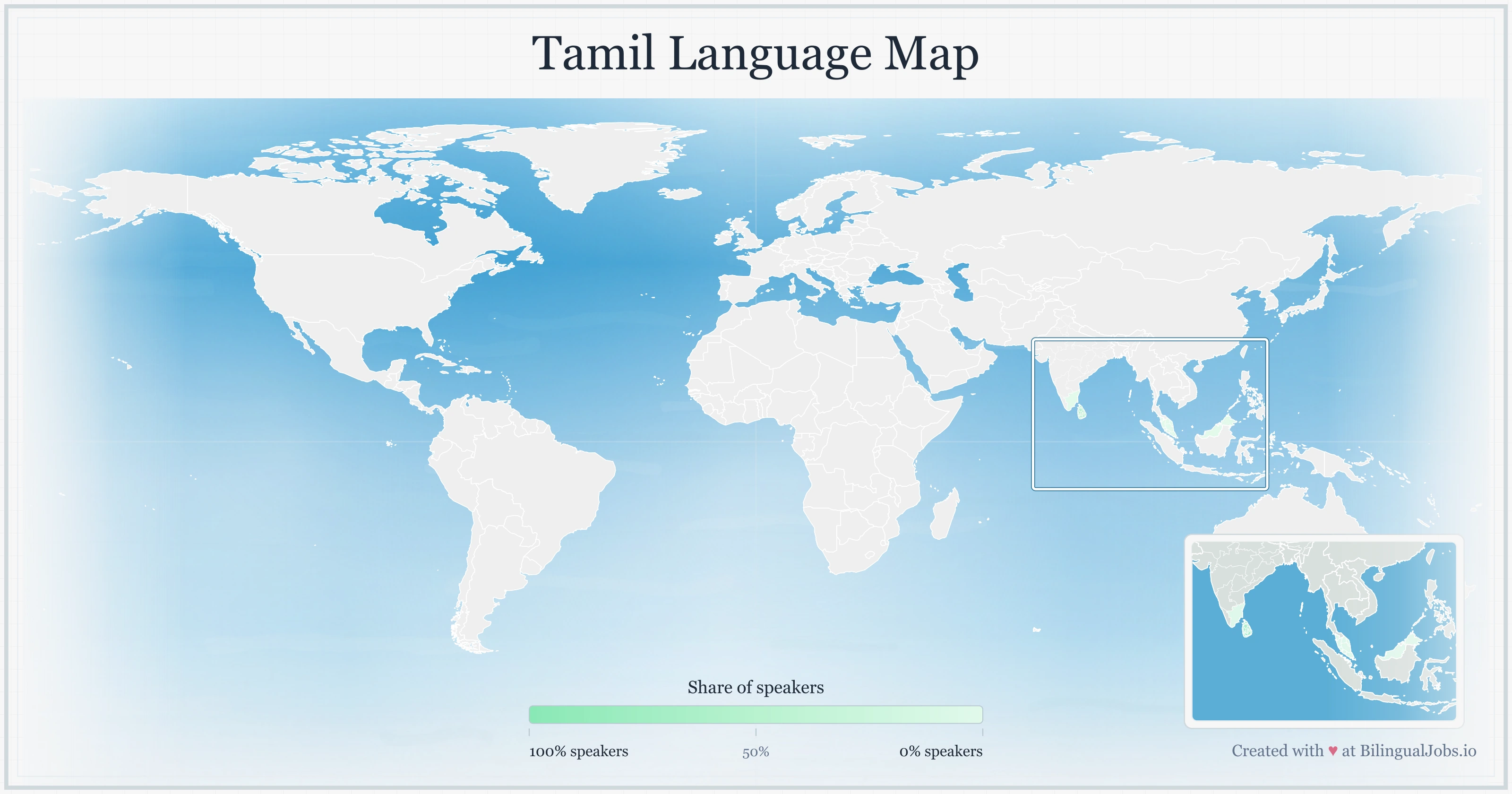 Tamil language map