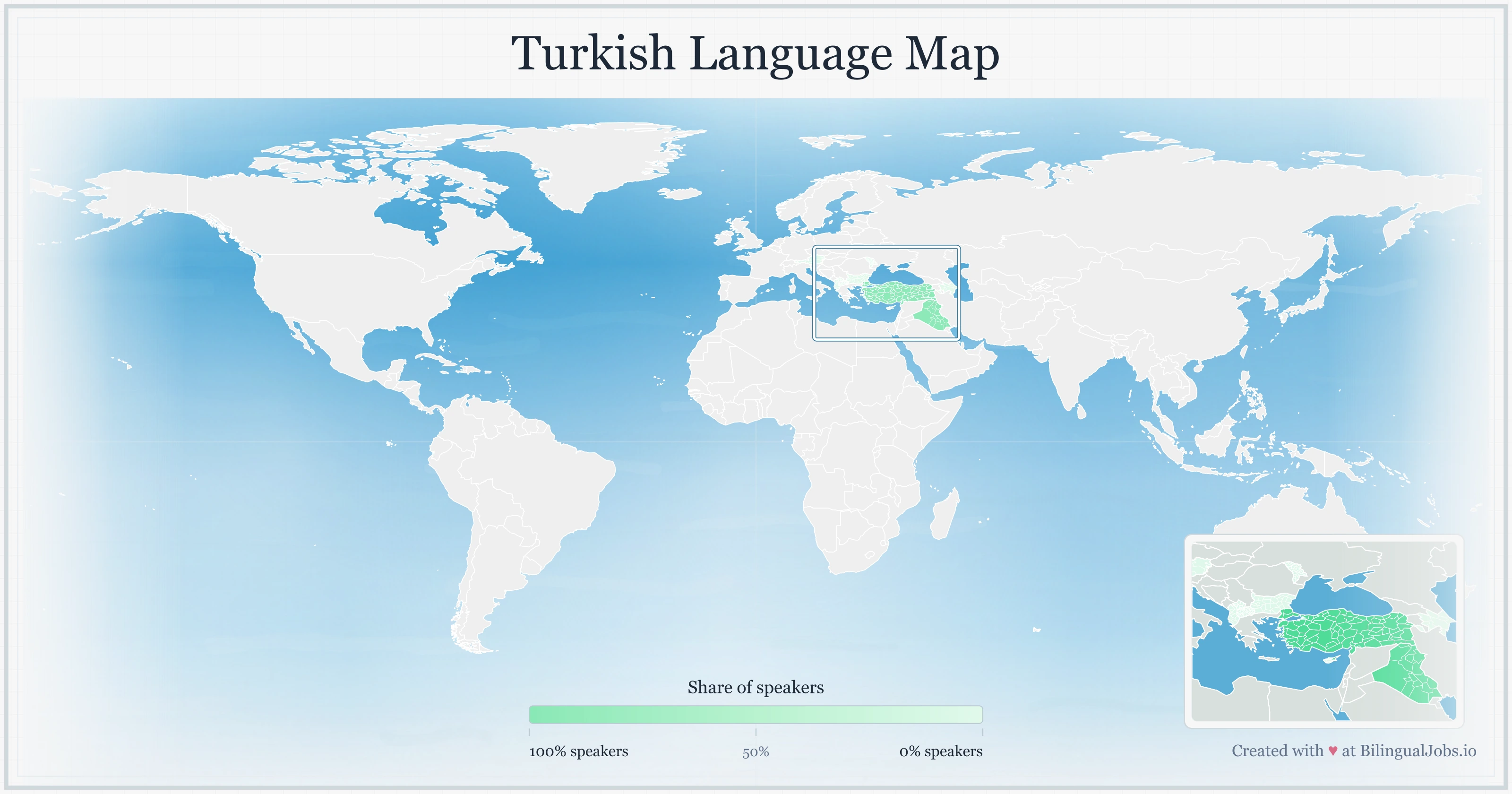 Turkish language map