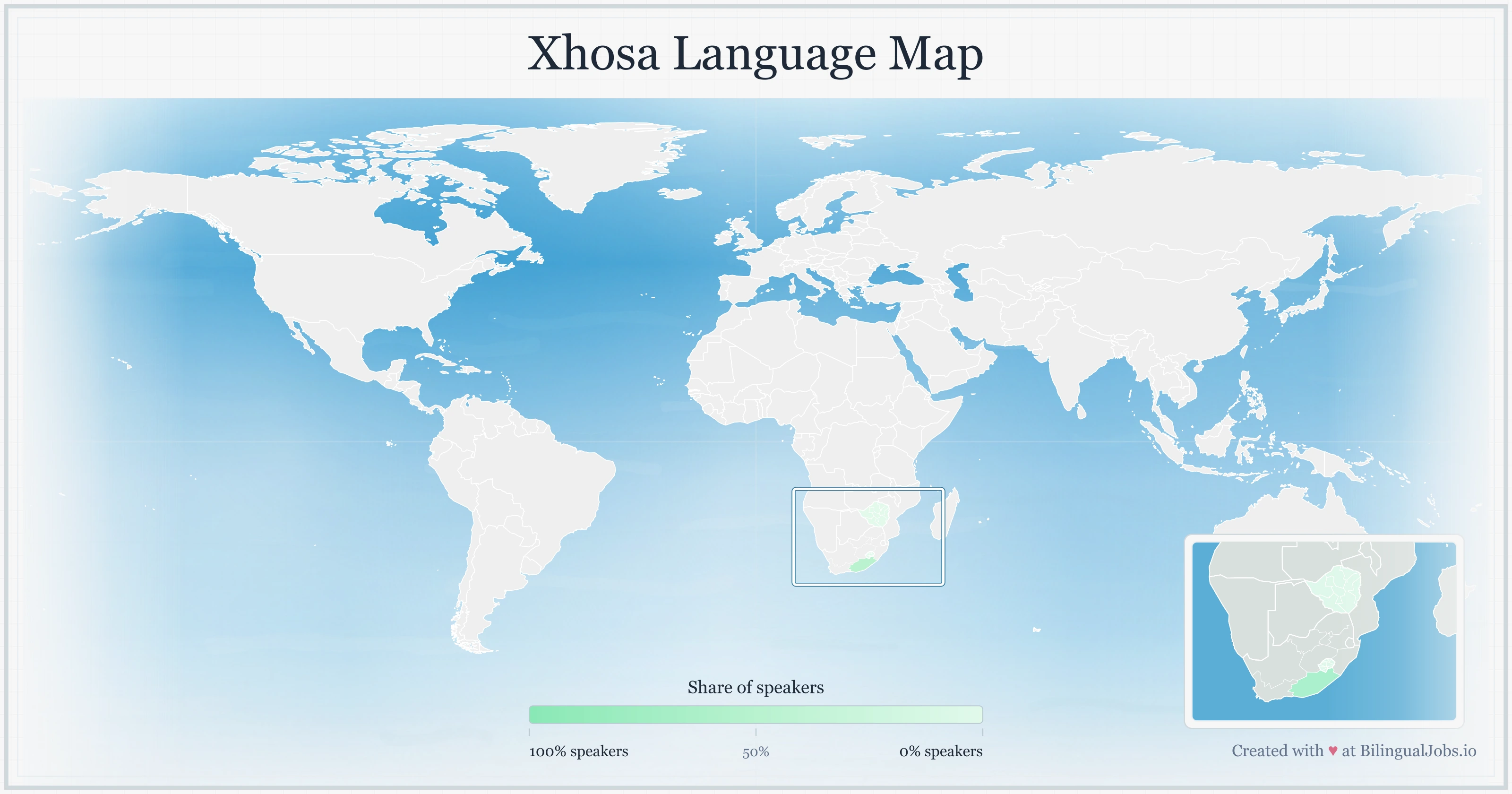 Xhosa language map